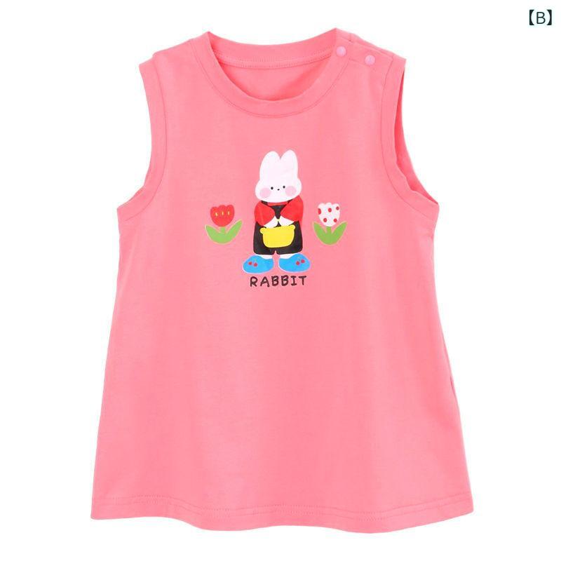 女の子 ベビー ワンピース 夏 綿 吊り帯 背心スカート Aライン かわいい プリント ...