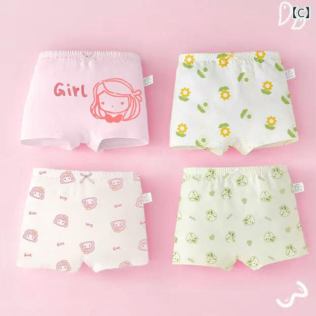女児パンツ 女の子用 綿 100% 親肌 無骨 4枚組 平角 ショーツ 夏用 伸縮性 吸湿速...