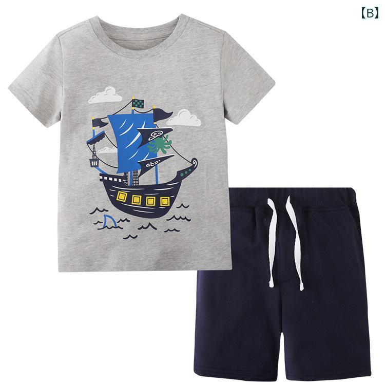 男の子 子供 キッズ 夏 春夏 短袖 Tシャツ トップス セット 短パン 薄手 綿 100% ...