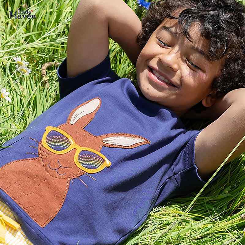 乐天商城 - 子供 Tシャツ 男の子 女の子 中性 短袖 丸首 綿100 柔らかい 吸湿速乾 夏用 動物柄 ウサギ柄 かっこいい かわいい 日常着 遊び着 3〜8歳 100〜140cm