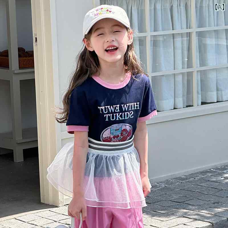 女児 Tシャツ 女の子 トップス 夏 春夏 短袖 丸首 コットン 綿素材 柔軟 かわいい 卡通柄 親子 プリンセス トレンド 糖果 切り替え アイボリー ピンク系 ブラウン ネイビー 子供服 普段使い 通学 伸縮性 吸湿速乾 軽量