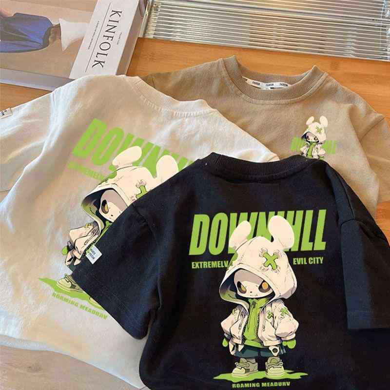 ・カテゴリ: 童Tシャツ・スタイル: ヒップホップ・主な素材: 綿100%・袖丈: 短袖・ネックライン: 丸首・パターン: プリント・要素: カードゥーン・機能: 吸汗・カラー展開: 黒、白、カーキ・サイズ展開: 80、90、100、110、120、130、140