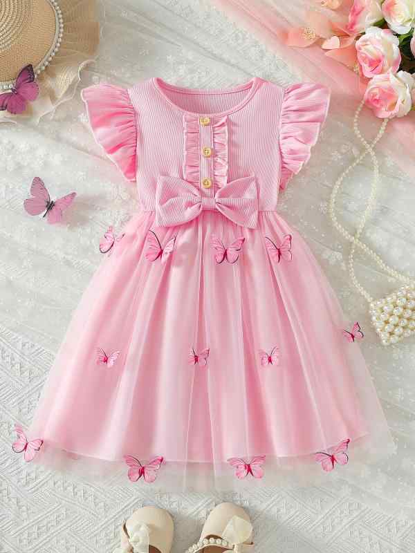 女児 ワンピース キッズ 女の子 夏服 春夏 ピンク かわいい プリンセススカート 短袖 チュールスカート コットン ポリエステル 雪絨 軽量 通気性 吸湿速乾 柔らかい 素材 接触冷感 3〜8歳 中小児 100〜140cm 身長対応 日常着 遊び着 女