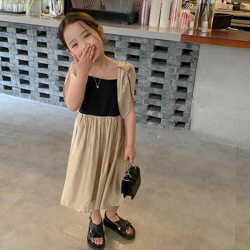 Jumpers - 女児 ワンピース 夏用 女の子 子供服 かわいい 短袖 ロオフショルダー 切り替え プリンセススカート 化粧繊維 ポリエステル 軽量 柔らかい 純色 スカート トップス ガールズ ファッション 日常使い 3〜8歳 100〜140cm ピュアカラー ソフト