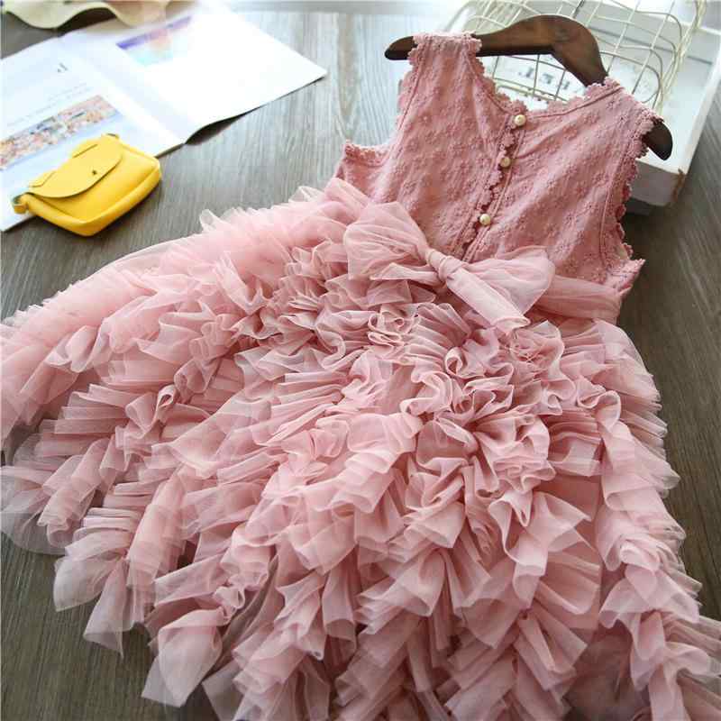 鬥篷 - 女児 プリンセスドレス キッズ 女の子 かわいい 夏 無袖 Aライン スカート コットン混紡 柔軟素材 蓬蓬スカート チュール レイヤード ボヘミアン 藕色 ホワイト 軽やか ふんわり シルエット 通気性 吸湿性 3〜8歳 100〜140cm 対応 かわ