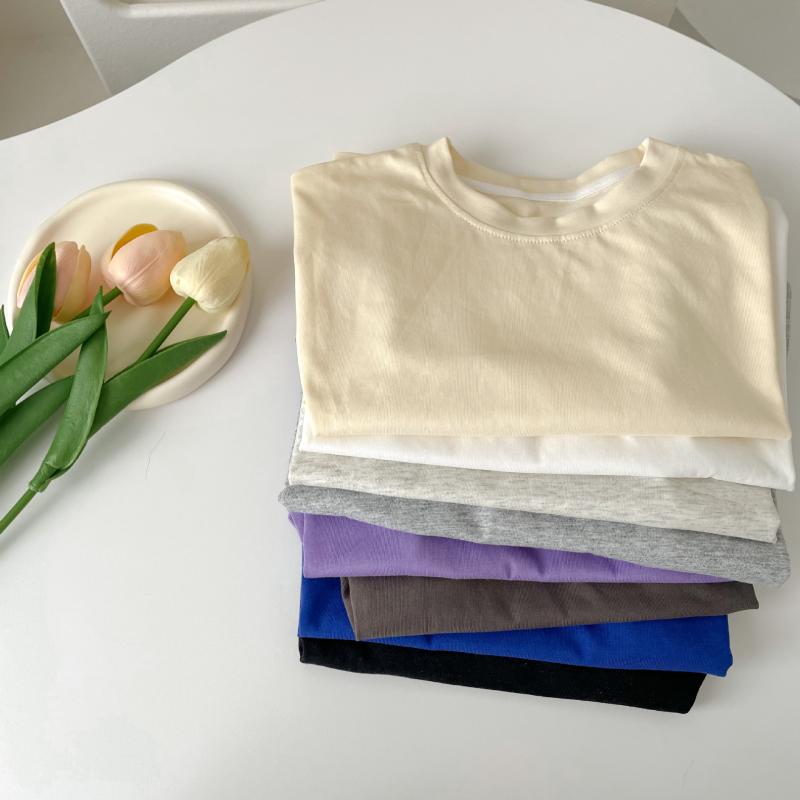 子供 Tシャツ 男女 キッズ 短袖 落肩 ゆったり トップス 綿100 吸湿速乾 柔らかい 生地 無地 丸首 夏用 通気性 良い 日常着 運動 スタイル 煙灰 色 白色 グレー ネイビー ブラック ベージュ 紫 100cm 110cm 120cm 130