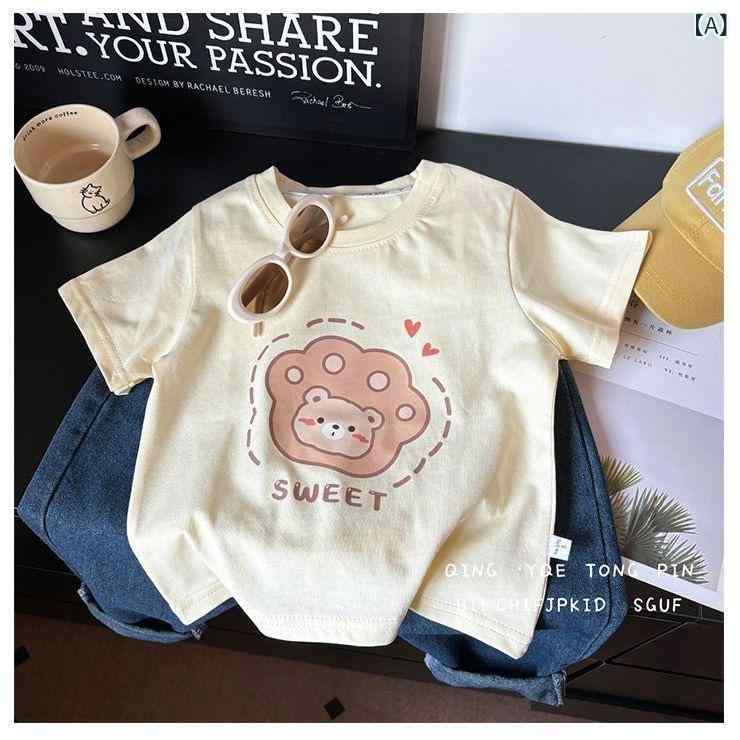 キッズ Tシャツ 女の子 男の子 親子 お揃い 短袖 夏用 かわいい 動物柄 カード プリント 綿ポリエステル 柔らかい 生地 丸首 米白 ピンク 天藍 緑 90cm 100cm 110cm 120cm 130cm 140cm 通気性 軽量 日常着 カジ