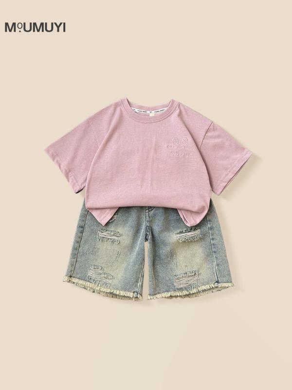キッズ 男の子 夏服 セット 短袖 Tシャツ 牛仔 ショートパンツ 2点組 綿素材 柔軟 ...