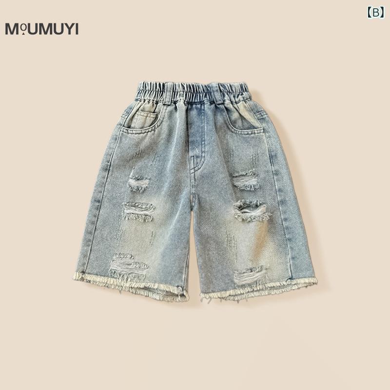 キッズ 男の子 夏服 セット 短袖 Tシャツ 牛仔 ショートパンツ 2点組 綿素材 柔軟 ...