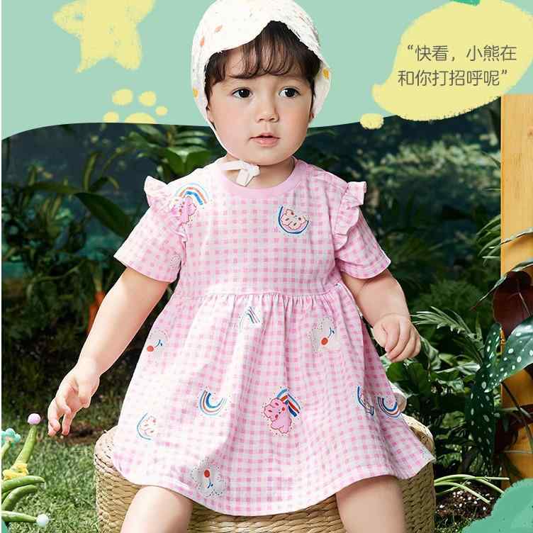 ・スタイル: カジュアル・主な素材: 綿100%・カテゴリ: ワンピース・対象: 女児・対象年齢: 1〜3歳・スカートタイプ: ワンピース・スカート形状: Aライン・カラー展開: ピンク、グリーン、パープル・サイズ展開: 73、80、90、100