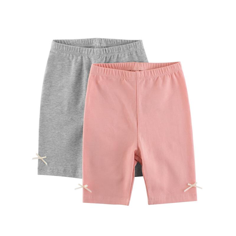 Long-Trousers, Trousers - 女児 韓風 綿 夏 パンツ 基本款 半丈 中腰 伸縮性 柔軟 ピンク グレー 運動 普段使い 室内 3〜8歳 90〜140cm