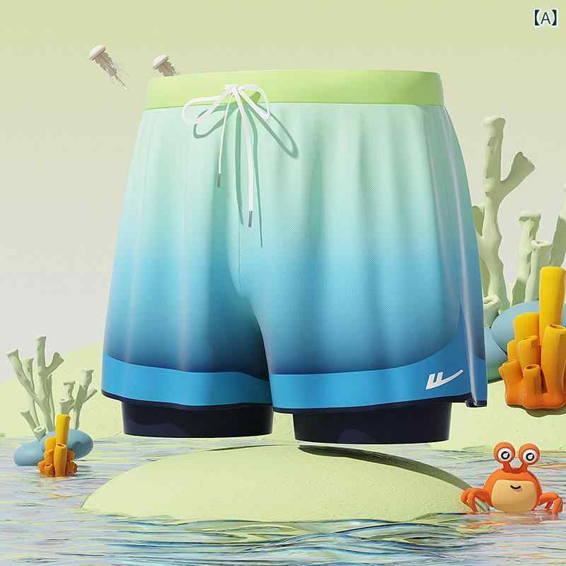 キッズ 男の子 水着 速乾 切り替え デザイン 接触冷感 綿混 ポリエステル 素材 伸縮性 高い 防透け 機能 付き 温泉 プール 遊泳 対応 漸層 ブルー グラデーション 夏 シーズン ビーチ 遊び 向 三角 ショーツ タイプ 軽量 快適 普段使い