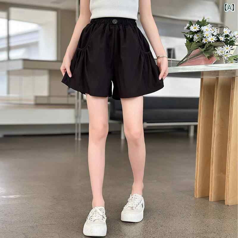 女児 短パン キッズ 女の子 夏 春夏 綿 接触冷感 吸湿速乾 伸縮性 軽量 涼しい 休闲 運動 普段使い 部屋着 アウトドア ブラック 浅咖色 純色 中腰 皮筋 柔らかい 安全 B級 8歳以上 140cm以上 通年対応