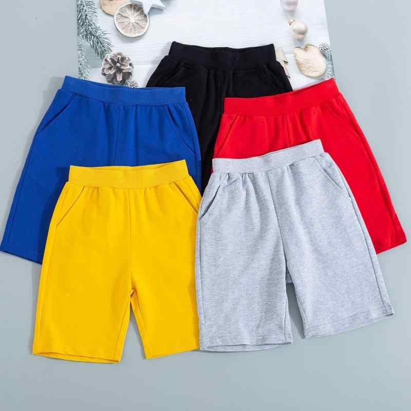 乐天商城 - キッズ 男の子 女の子 夏 短パンツ 綿 素材 薄手 軽量 伸縮性 吸湿速乾 接触冷感 柔軟 純色 黒 グレー ネイビー 赤 黄 中腰 ゴム腰 開脚 対応 3-8歳 100-140cm サイズ 日常 遊び 韓国風 カジュアル スタイル 動きやすい 子供服