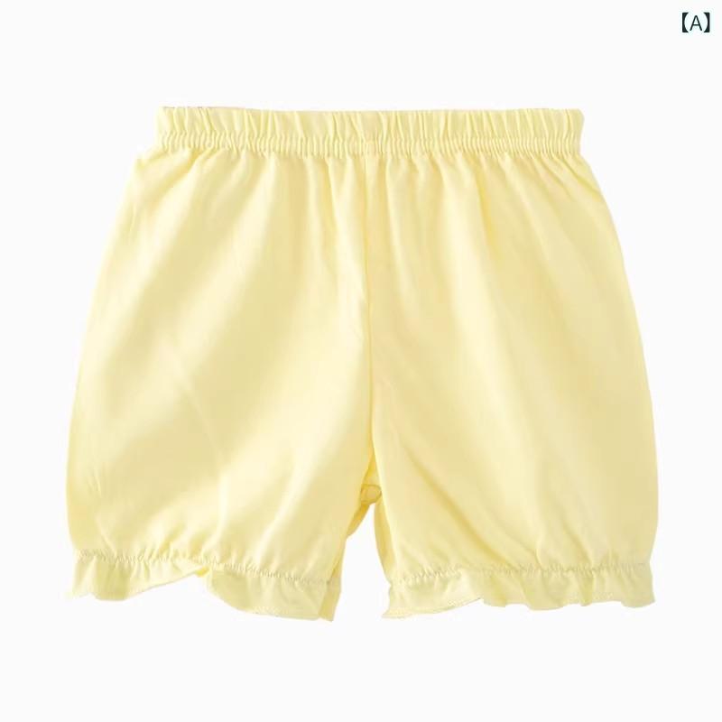 ベビー 女の子 綿 ハーレムパンツ 灯籠短パン 外出用 短パン かわいい プリンセス デザイン 春夏 淡黄色 淡ピンク 西瓜ピンク 淡緑 湖水緑 淡青 陽光黄 四色ドット 小花柄 66cm 73cm 80cm 86cm 92cm 100cm 伸縮性 吸湿