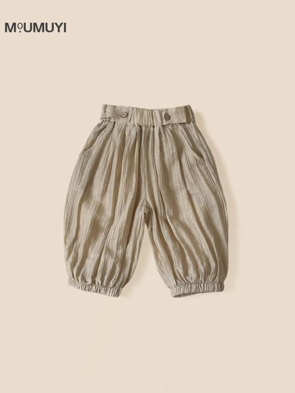 キッズ 男の子 中小童 夏 灯籠パンツ 5分丈 半袖 レイヨン 柔軟 接触冷感 純色 杏色 中腰 皮筋 韓国風 トレンド 百搭 ストリート カジュアル 普段使い アウトドア