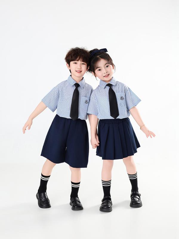 Blouses, Shirts - キッズ 学院風 短袖 シャツ セット 男の子 女の子 夏服 薄手 柔らかい ポリエステル 100% 5分丈 パンツ 組み合わせ かわいい カード 柄 アルファベット 柄 100cm から 160cm 対応 通学 普段使い 軽量 吸湿速乾 子供服 トップス