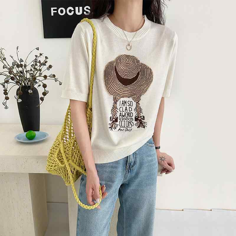 Tシャツ レディース ニット 半袖 韓国風 夏 薄手 着痩せ 着回し力 インナー 無地 シンプル カジュアルスタイル 重ね着 トップス