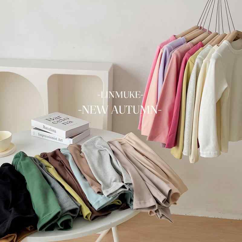 キッズ 長袖Tシャツ トップス インナー 秋冬 保暖 綿 柔らかい 弾力 伸縮性 丸首 ゆったり 無地 ユニセックス 男の子 女の子 3～8歳 100～140cm 黒 白 芥末緑 ライトブラウン フォレストグリーン グレー ブルー ブラウン ベージュ カ