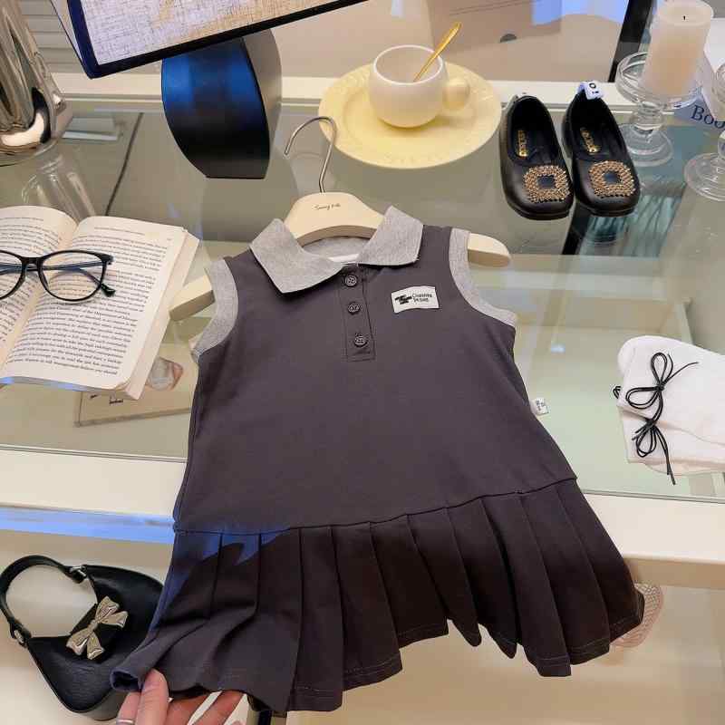 Jumpers - 女児用 ワンピース キッズ 女の子 春夏 無袖 百褶 プリンセス スカート コットン 綿 95% ピンク 天藍 グレー 柔軟 軽量 通気性 かわいい 普段使い 遊び着 伸縮性 吸湿速乾 接触冷感 夏向き プリーツ スカート トップス 組み合わせ 日常 コ