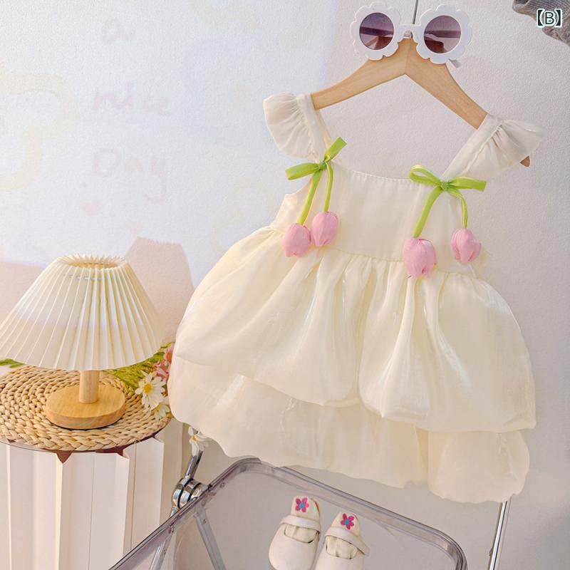 ベビー 女の子 吊り帯 ワンピース 夏用 プリンセス ロンパース コットン 混紡 綿 ...