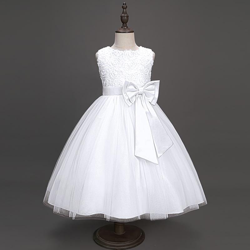 Suits, Tuxedos （Boys） - 女児 ドレス 女の子 子供 キッズ プリンセス スカート 夏 春夏 通年 無袖 蓬蓬スカート チュール ガーリー かわいい コットン ライニング ポリエステル 柔らかい 素材 蝶結び 装飾 純色 白色 ピンク 赤 3〜8歳 100〜140cm 礼服 フォ