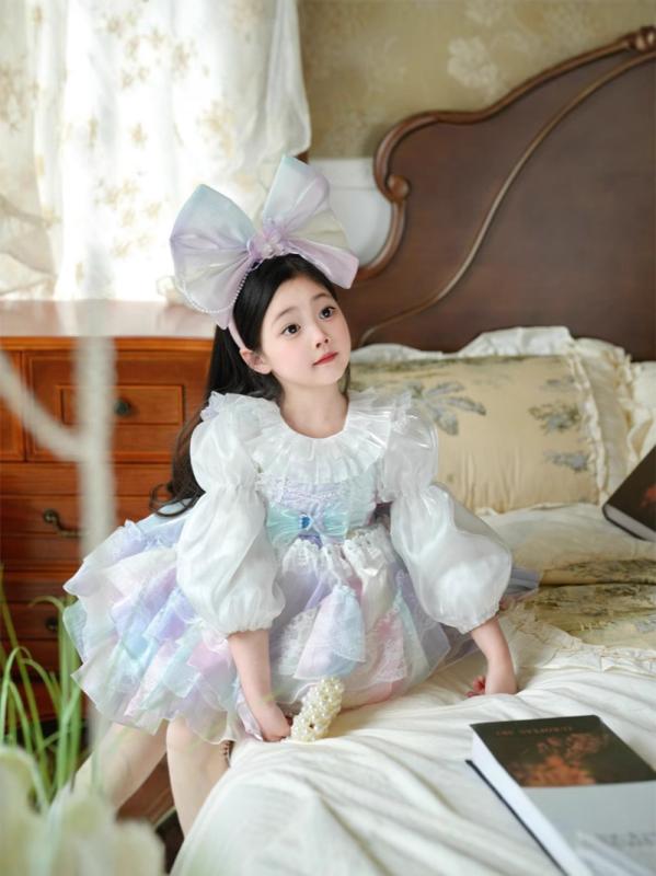 ・カテゴリ: 童礼服・スタイル: 公主・主な素材: 聚酯纤维100%・対象年齢: 3〜8歳・対象身長: 100cm、110cm、120cm、130cm、140cm、150cm・対象性別: 女・カラー展開: 七彩洛丽塔送发箍、七彩洛丽塔打底衫