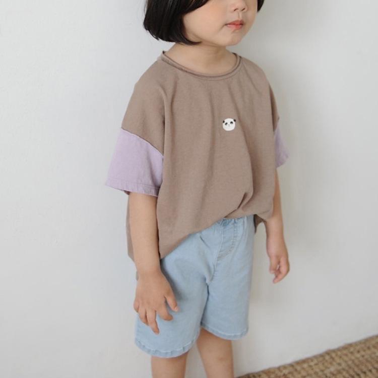 キッズ 男女 牛仔 短パン 韓国風 夏 デニム 綿 柔軟 ミッドライズ シンプル スタイリッシュ かわいい 潮 ピュアカラー 軽量 通気性 速乾 ユニセックス 3-8歳 100-140cm 浅ブルー 濃ブルー 普段使い 遊び着 柔らかい肌触り 伸縮性 快