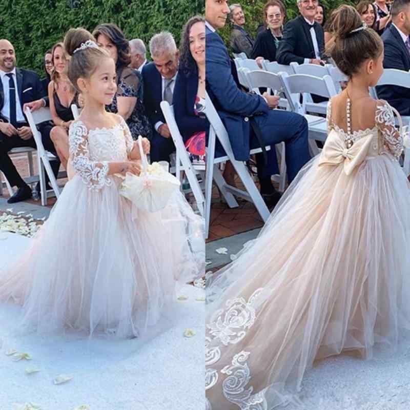 Skirts - 女児 キッズ 女の子 ドレス プリンセス スカート チュチュ スカート 花嫁ドレス 結婚式 礼服 ロングトレーン ロングテール チュール レース フリル プリーツ 加工 ポリエステル 綿 裏地 香槟色 米白色 アイボリー ホワイト 春夏 秋冬 通年 かわ