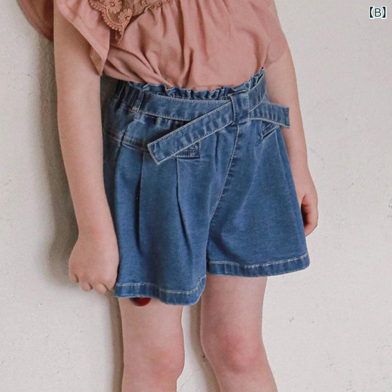 女児 デニム ショートパンツ キッズ 女の子 綿 素材 伸縮性 柔軟 処理 夏 シーズン...