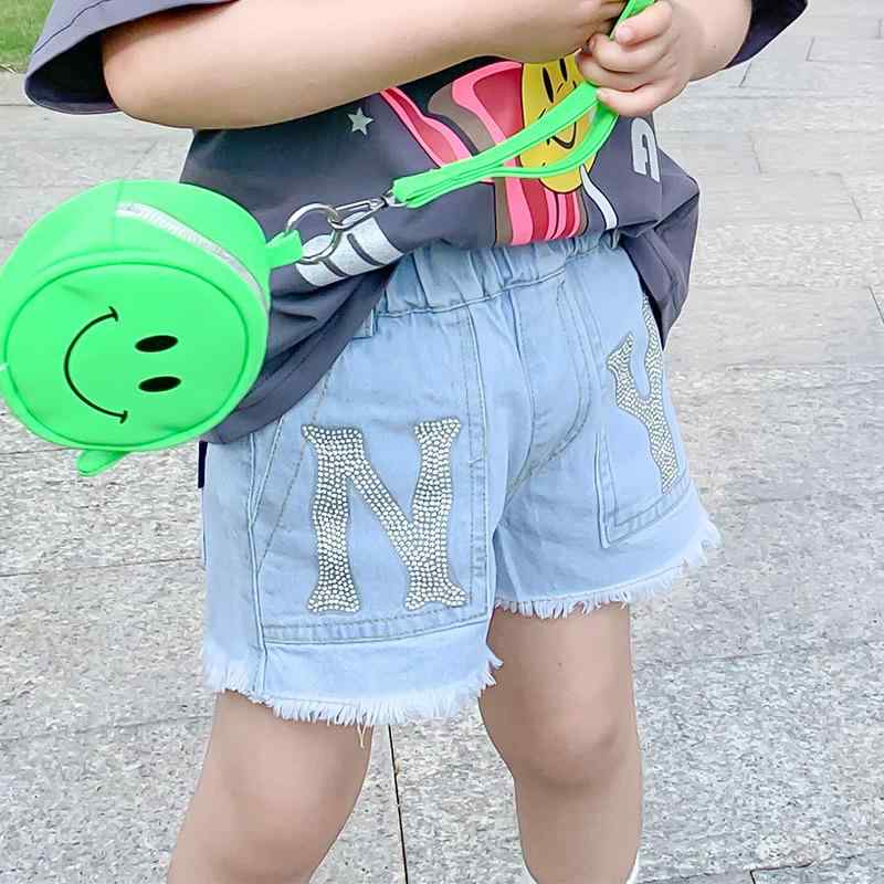 女の子 子供用 短パン デニム 綿 100% 軽量 柔らかい 接触冷感 夏用 基本スタイル ミッドライズ 伸縮性 ブルー かわいい 普段使い 韓国風 ベビー キッズ 女児 幼児 1-3歳 80-120cm 吸湿速乾 ソフト ハイウエスト