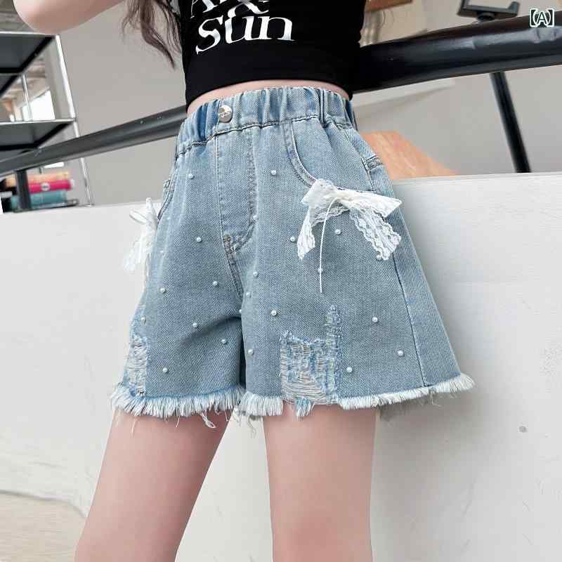 女児 牛仔 短パン 夏用 薄手 デニム ハーフパンツ 女の子 子供服 かわいい ファッ...