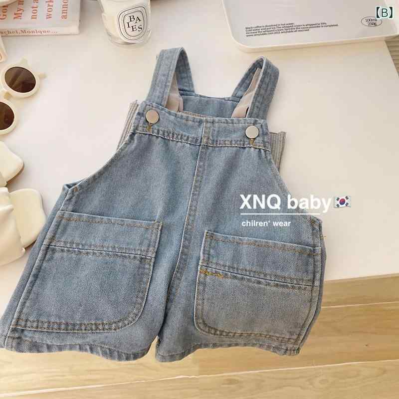 女児 デニム 背広 サスペンダー ショートパンツ キッズ 男女兼用 ベビー ワイドレ...