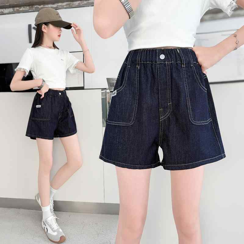 女児 夏用 コットン ショートパンツ 黒 デニム 半ズボン 学生服 普段使い 柔軟素材 高腰 伸縮性 軽量 吸湿速乾 純色 ブルー 120cm 130cm 140cm 150cm 160cm 170cm