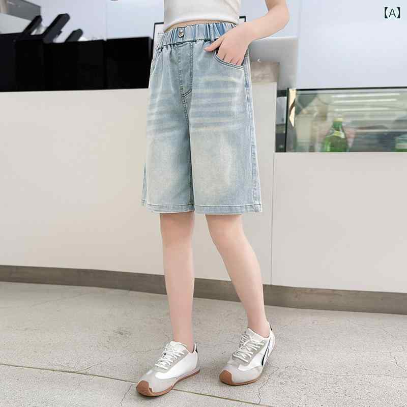女児 デニム ショートパンツ 夏用 薄手 涼しい 伸縮性 高腰 韓国風 スポーツ トレ...