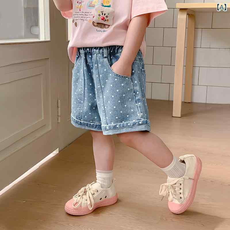 女の子 ショートパンツ 牛仔 夏 キッズ 女児 コットン 綿素材 薄手 軽量 柔軟 接触...