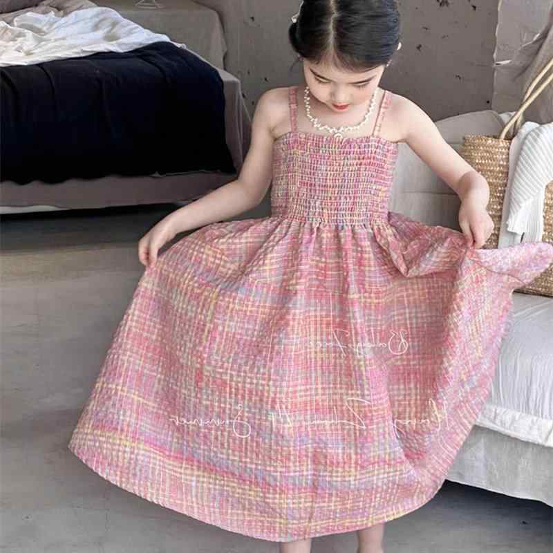 女児 子供服 プリンセス 吊り帯 ワンピース コットン 100% 綿 フレア プリーツ 花柄 ストライプ 柄 かわいい 夏 春夏 軽量 通気性 吸湿速乾 女の子 3-8歳 100-140cm 中小童 普段使い 遊び着 韓国風 プリンセス風 スカート ドレ