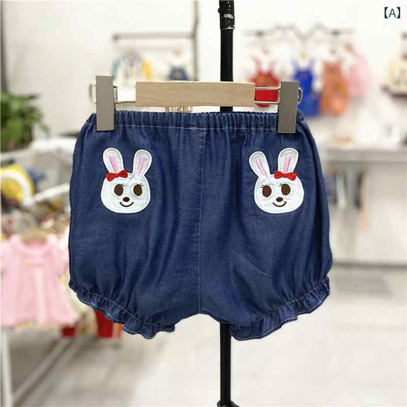 乐天商城 - キッズ 男女兼用 柔らかい ナイロン スパンデックス 混紡 短パン 刺繍 クマ ウサギ プリント かわいい 夏用 カジュアル 伸縮性 軽量 ソフト 接触冷感 通気性 良い 子供服 幼児 ボーイガール ユニセックス ベビー トドラー 子供 ショートパンツ