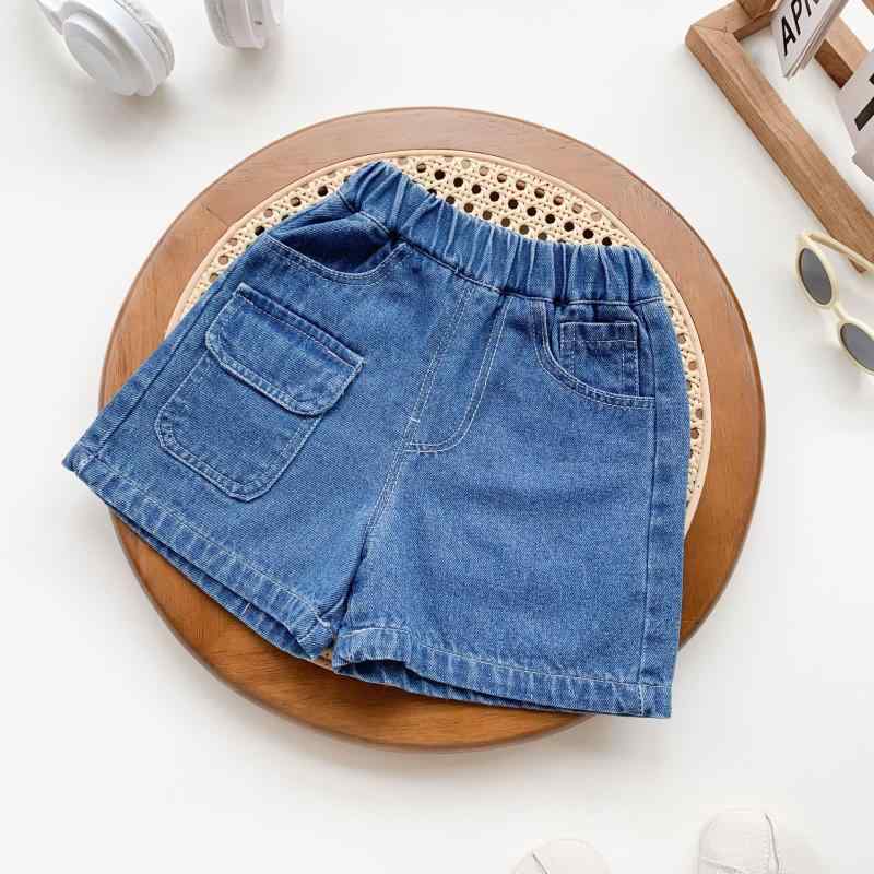 子供 キッズ 男の子 女の子 中性 牛仔 デニム 短パン ショートパンツ 綿 100% 柔軟 素材 純色 ブルー 夏 外出 普段使い 基本 款 運動 スタイル 潮 感 口袋 ポケット デザイン 中腰 皮筋 ウエスト 開裆 なし A クラス 安全 婴幼童