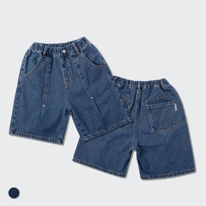 其它 - キッズ 牛仔 ショートパンツ デニム 半ズボン 中腰 綿100 酵素洗 深ブルー 夏用 軽量 伸縮性 親子コーデ 潮風 キャジュアル 普段使い 130cm 140cm 150cm 160cm 170cm 180cm