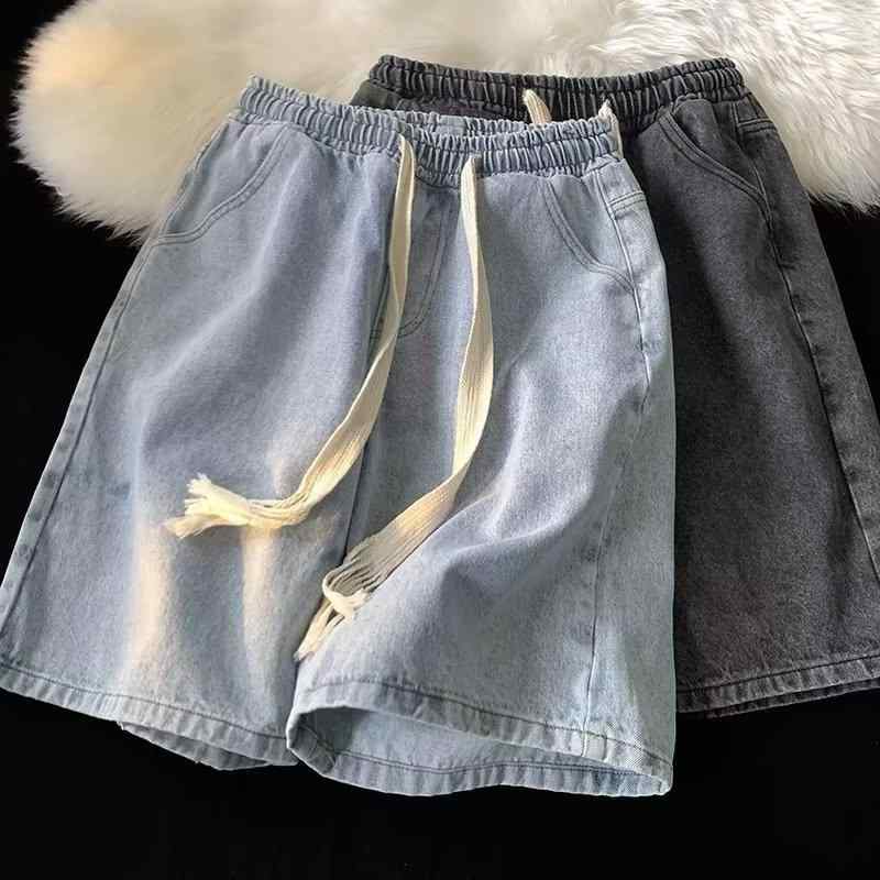 メンズ デニム ショートパンツ 夏用 薄手 コットン混紡 直筒 ワイドシルエット ミッドライズ ラフスタイル 黒灰色 ライトブルー マイクロストレッチ 2024春夏 ビッグサイズ 5分丈 キャジュアル 普段使い アウトドア 軽量 通気性 ビンテージ風 涼