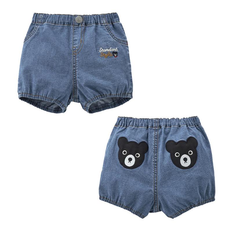 子供用 ボーイズ ガールズ 短パン 灯笼パンツ 綿素材 綿95パーセント 春秋用 牛仔カラー 黒熊刺繍 クマ柄 カードゥ 抽象柄 アルファベット刺繍 かわいい 潮流 ミッドライズ ゴムウエスト 3-8歳 100-140cm 100-130cm対応 子供服