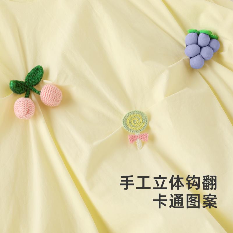 女児 キッズ 女の子 ワンピース 夏 無袖 丸首 花柄 純色 コットン 100% 柔軟 プリンセス スカート 蓬蓬 花苞 スタイル かわいい 甘め デザイン 軽量 通気性 吸湿速乾 3～8歳 100～140cm 対応 杏色 グリーン