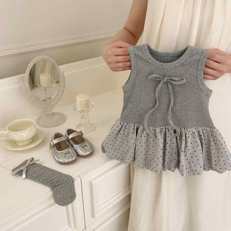 女の子 夏 ワンピース 子供 かわいい プリンセス 背心スカート チュチュスカート 芭蕾風 甘いスタイル 吊り帯 ふんわり Aライン 純色 グレー コットン ウール混 軽量 伸縮性 吸湿速乾 室内遊び 日常着 ベビー 女児服 春夏 トップス スカート プ