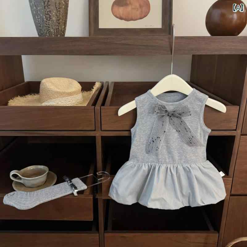 女児 ワンピース 夏用 女の子 子供服 プリンセス スカート 無袖 レイヨン 接触冷感 綿素材 90% ピンク かわいい 甘め デザイン 柔軟 処理 バレエ 風 チュール スカート ボリューム 袖なし トップス 付き ドレス 軽量 吸湿速乾 通気性 良い