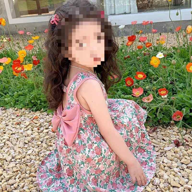 女児 ワンピース 春夏 ピンク かわいい 花柄 背心 吊り下げ 薄手 軽量 Aライン スカート 再生繊維 吸湿速乾 接触冷感 通気性 良い 田園風 洋気 インファント 幼児 普段使い 夏服 子供服 女の子 ドレス トップス インナー コットン混 ソフト