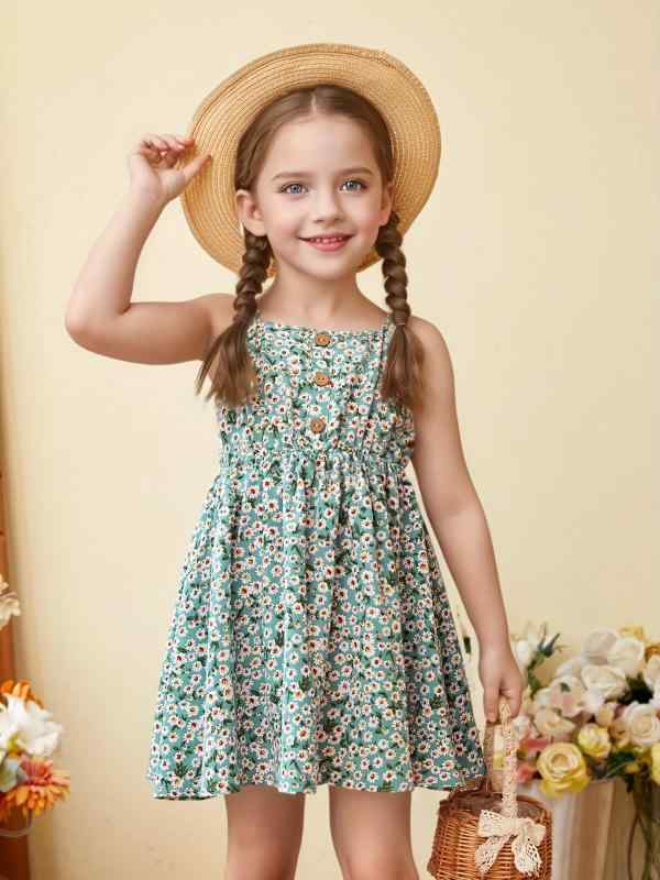 女の子用 ワンピース 吊り下げ フラワー柄 夏用 涼しい ポリエステル 柔らかい Aライン 森ガール かわいい 3～8歳 日常着 リゾート 潮風 女児 スカート トップス 軽量 吸湿速乾 ビビッドカラー ピンク系 アイボリー 春夏 通勤用 アウトドア