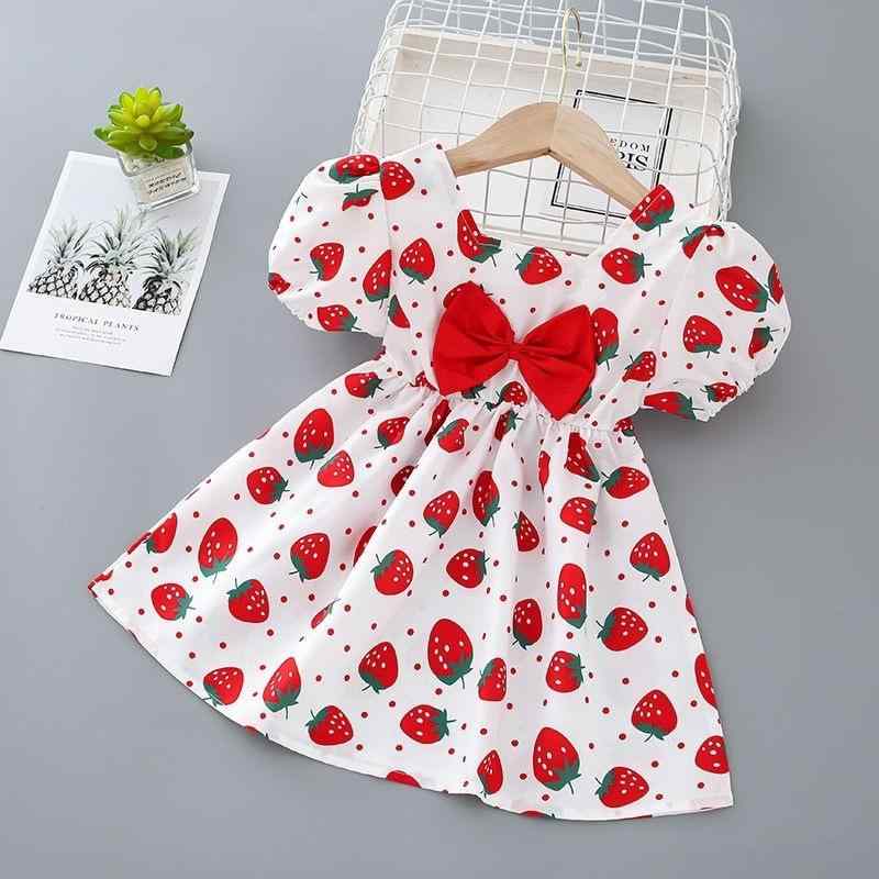 女児 ワンピース キッズ 夏用 春夏 かわいい プリンセス スカート A字型 綿100% 赤 ストロベリー柄 ピンク フラワー柄 イエロー フラワー柄 軽量 通気性 吸湿速乾 甘め スタイル 赤ちゃん ベビー 女の子 幼児 子供服 トップス ドレス