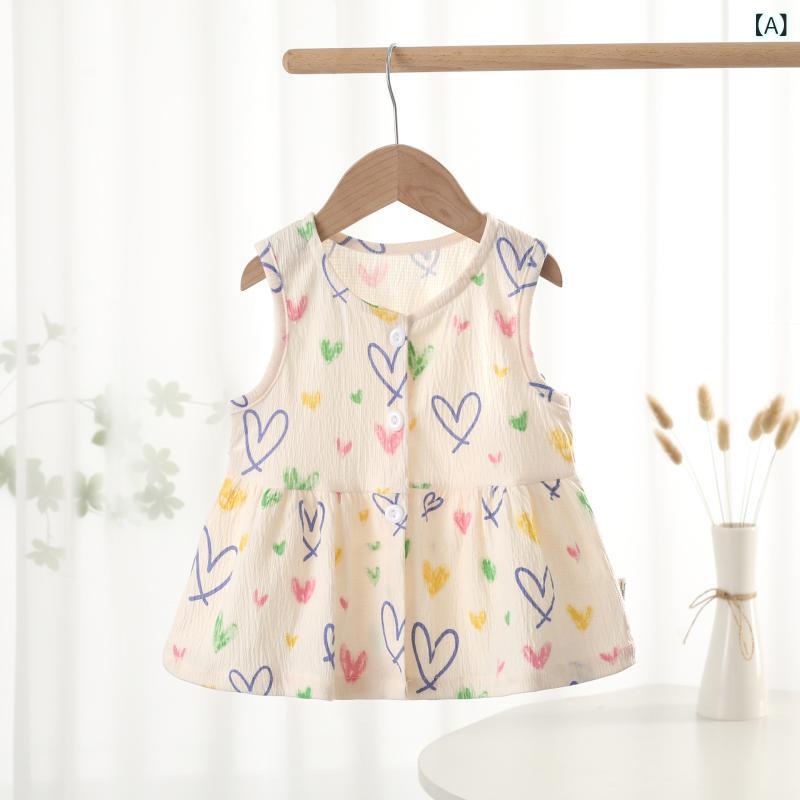 女児 ワンピース 夏用 ベビー 無袖 プリンセスドレス 花柄 背心 綿 柔らかい Aライン 紫色 ピンク かわいい 花柄 ウサギ柄 軽量 通気性 吸湿速乾 1～3歳 90～120cm