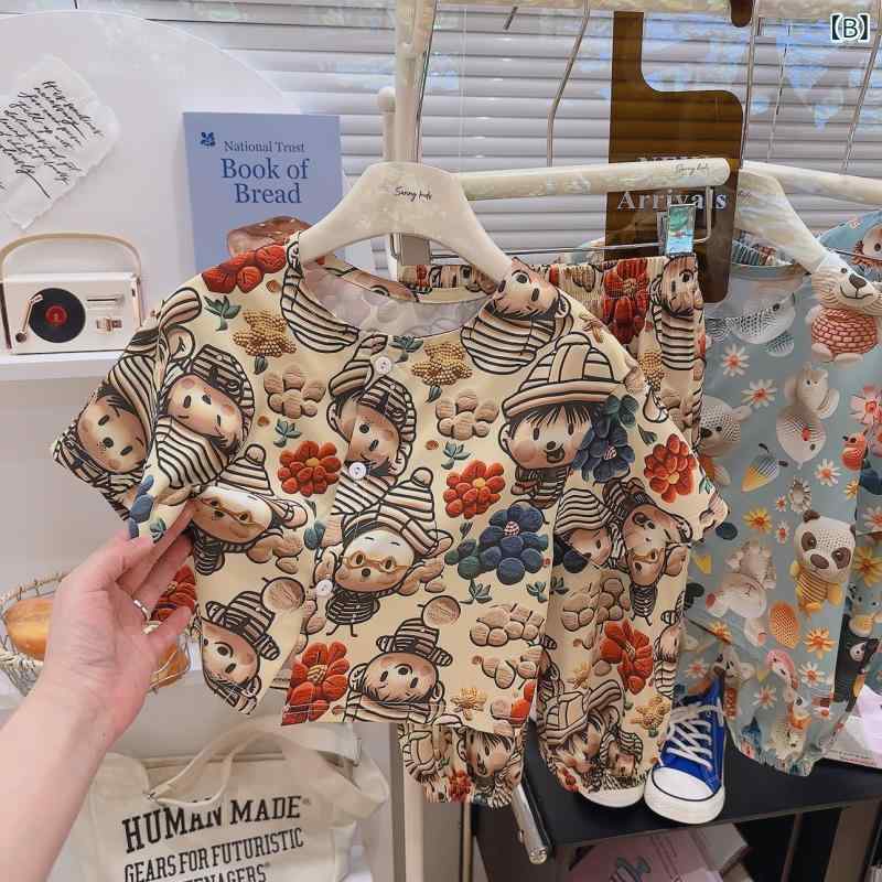 子供服 キッズ 男の子 女の子 夏季 短袖 短パン セット 涼しい 薄手 柔らかい 接触...